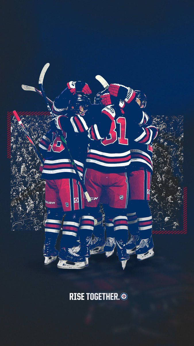 Winnipeg Jets, blue red and white uniforms, ice, SD Phone Wallpaper