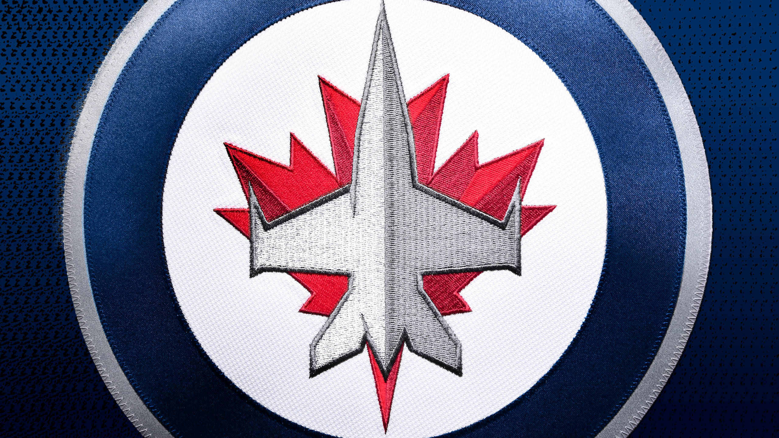 Winnipeg Jets, stitched logo, blue hockey jersey, 2K Desktop Wallpaper