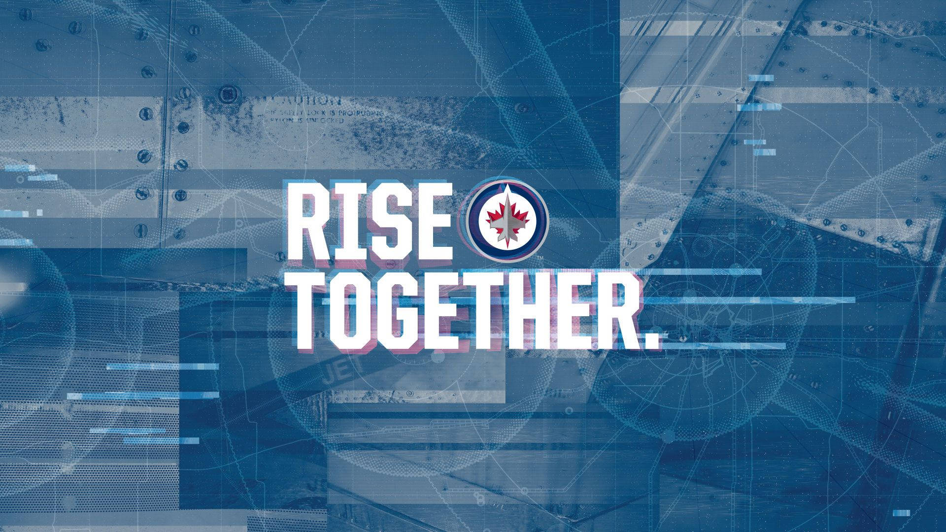 Winnipeg Jets, geometric poster, blue tech-themed background, Full HD Desktop Wallpaper