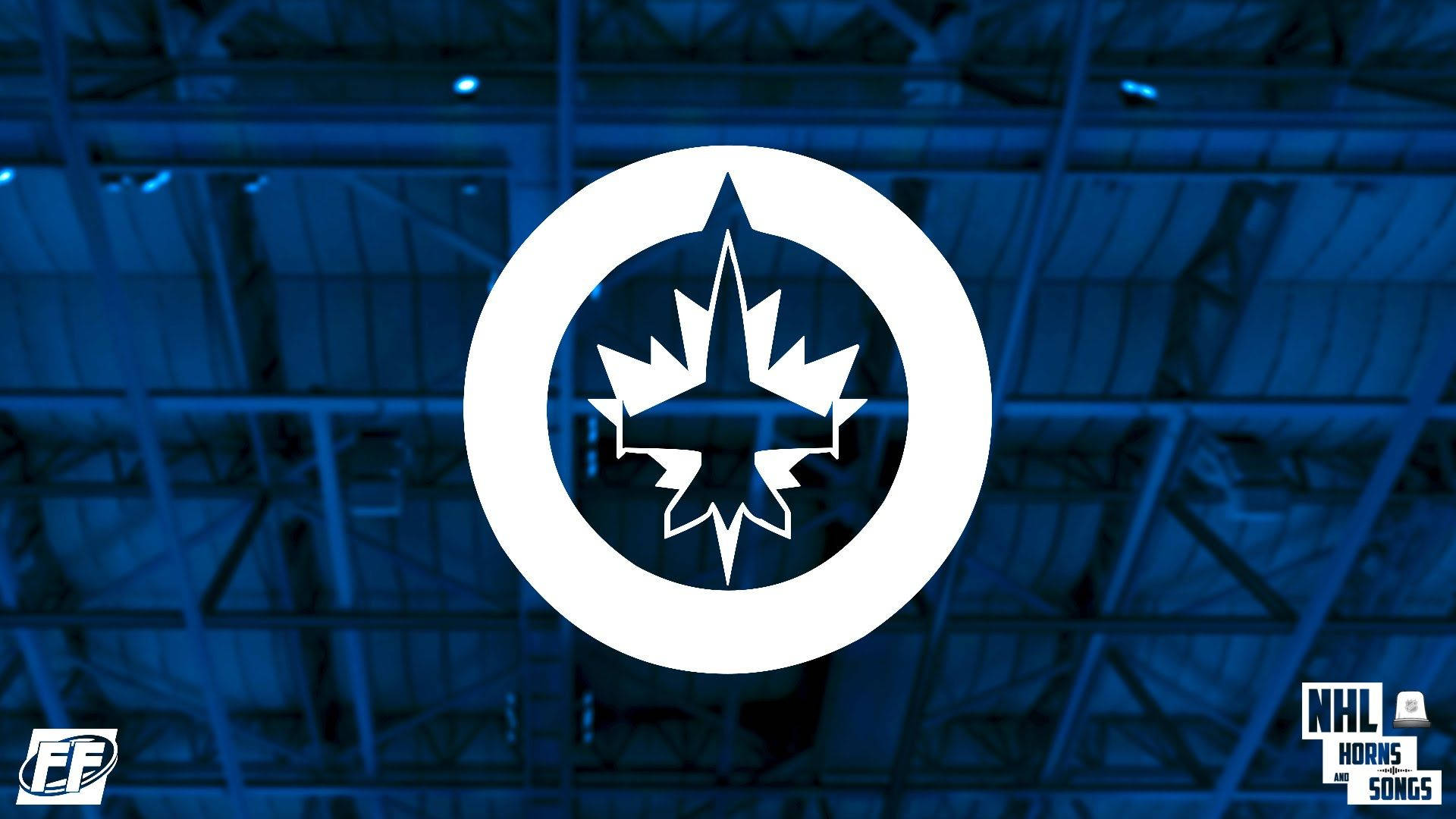 Winnipeg Jets, minimalist logo, blue hockey arena ceiling, Full HD Desktop Wallpaper