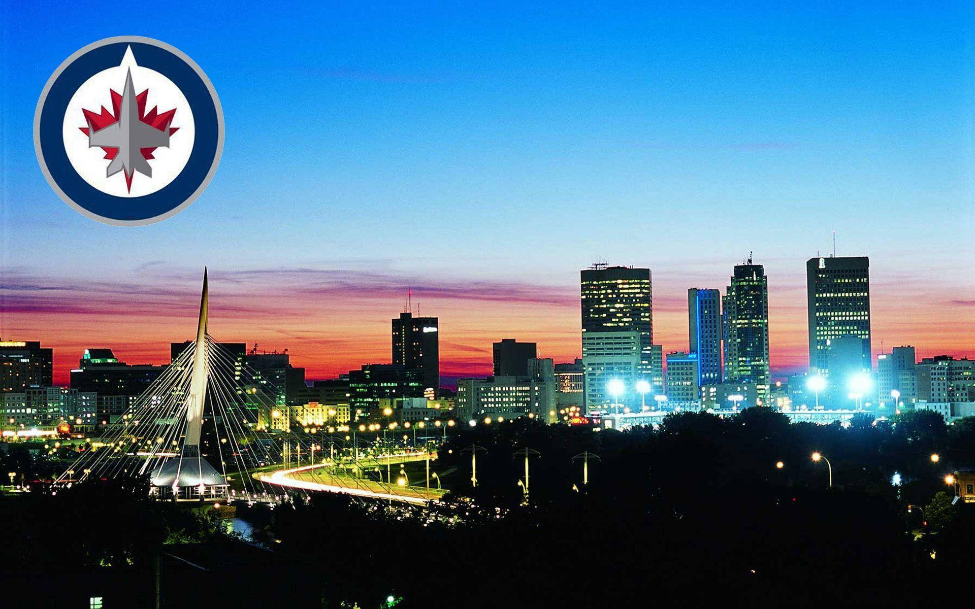 Winnipeg Jets, city skyline, dusk, Full HD Desktop Wallpaper