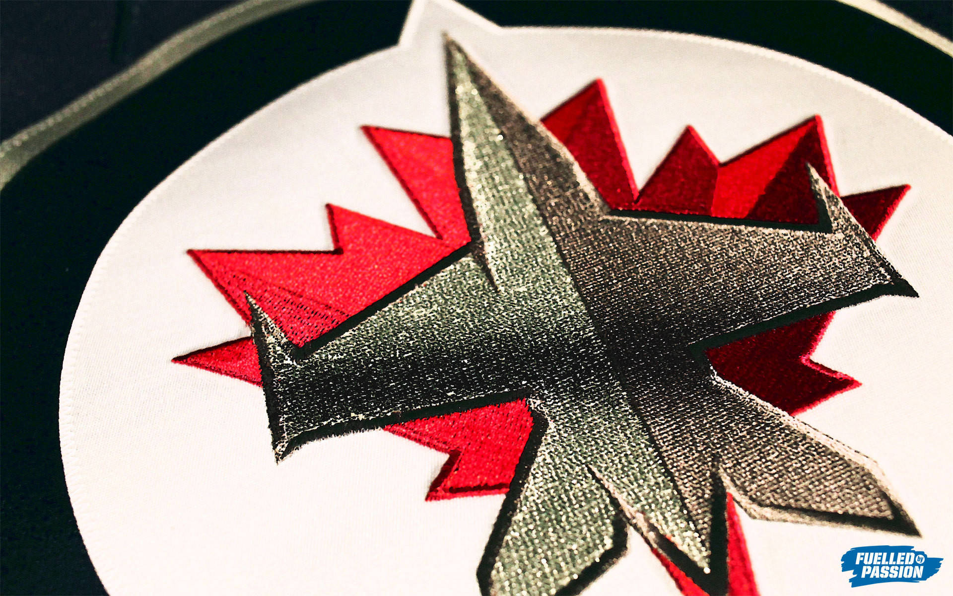Winnipeg Jets, gold logo badge, metallic silver airplane, Full HD Desktop Wallpaper