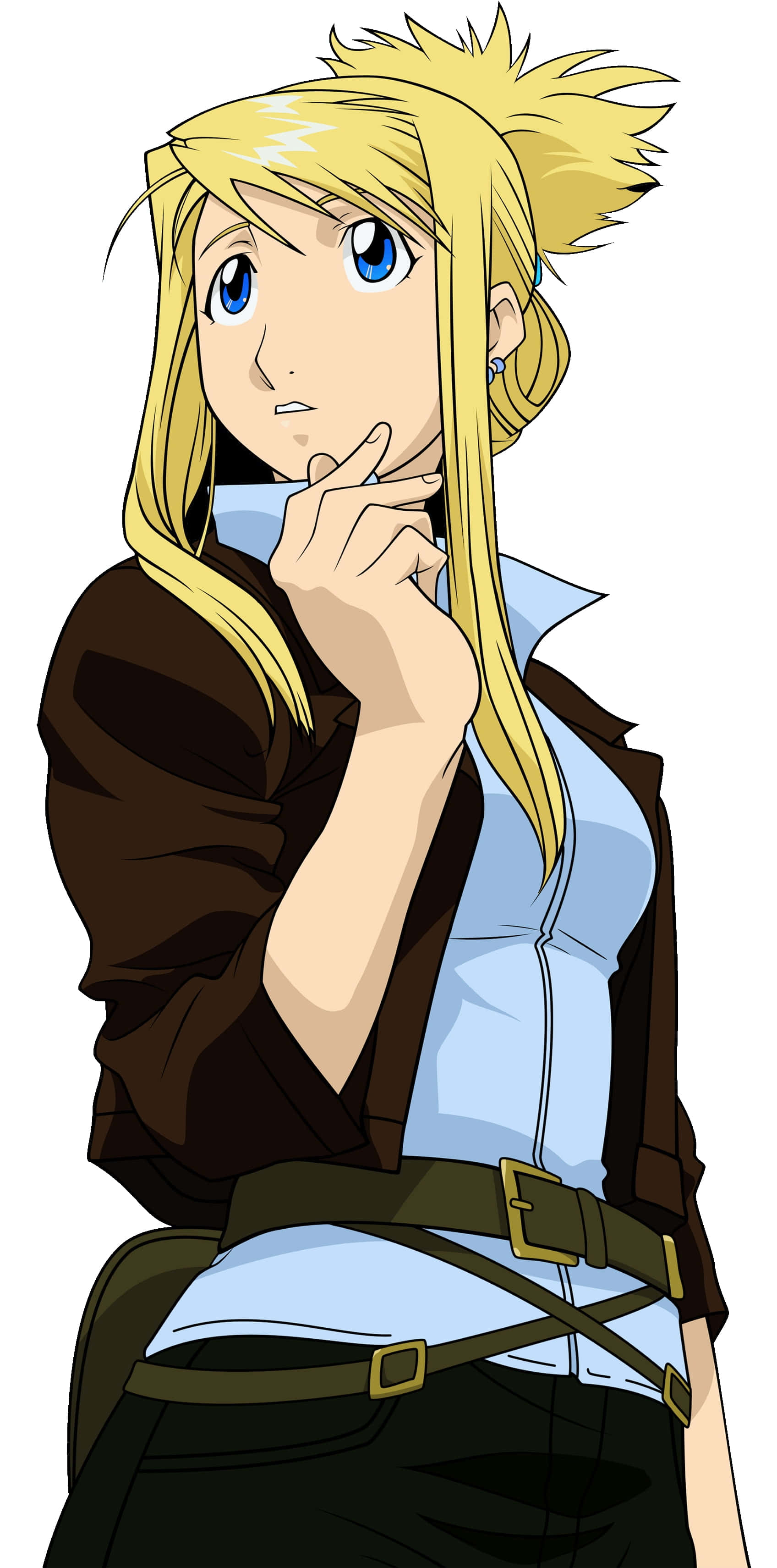 Winry Rockbell, blonde anime girl, blue eyes, 2K Phone Wallpaper