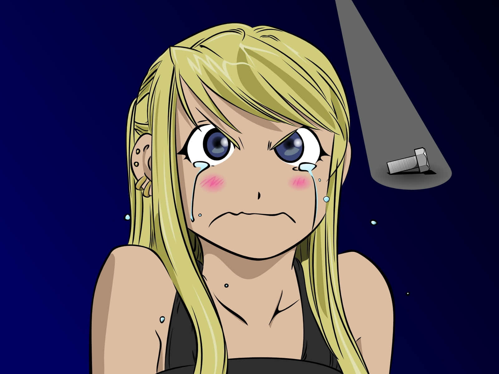 Winry Rockbell, blonde anime girl, blue eyes, HD Desktop Wallpaper