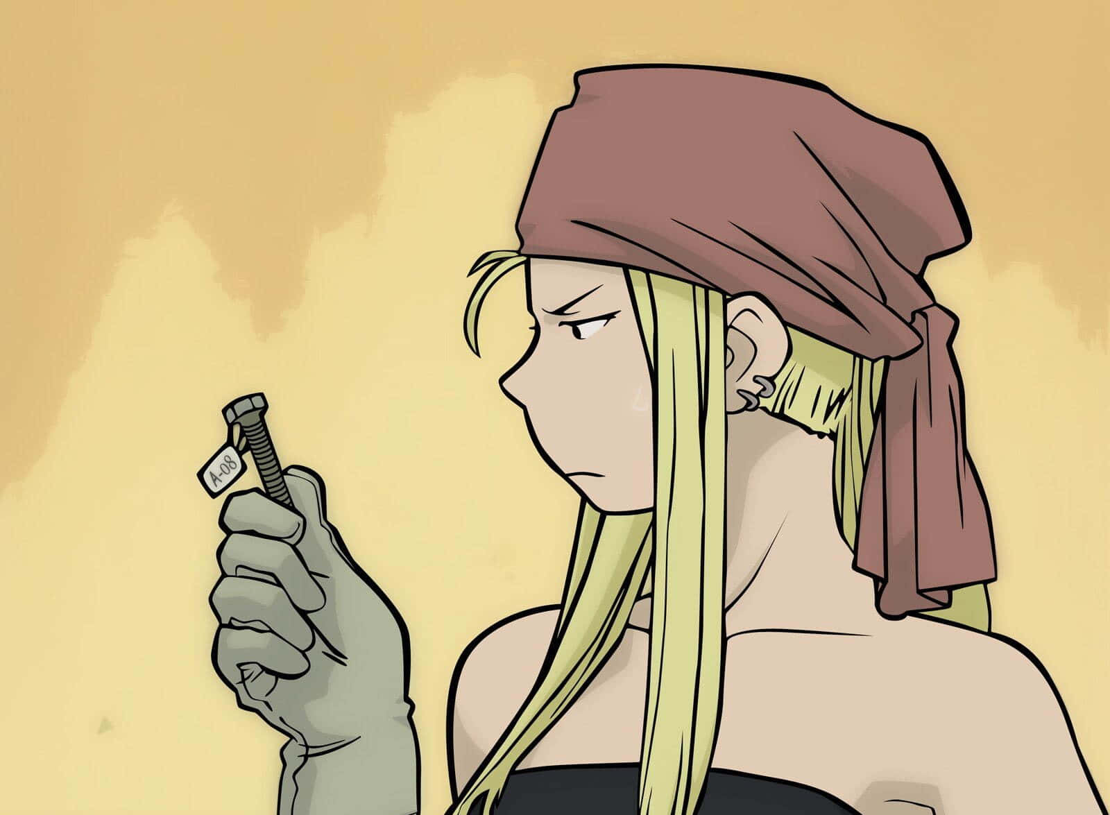Winry Rockbell, blonde anime girl, red headscarf, HD Desktop Wallpaper