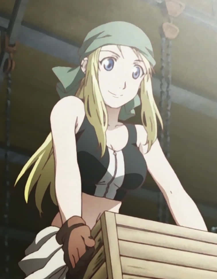 Winry Rockbell, blonde hair, green headband, SD Phone Wallpaper