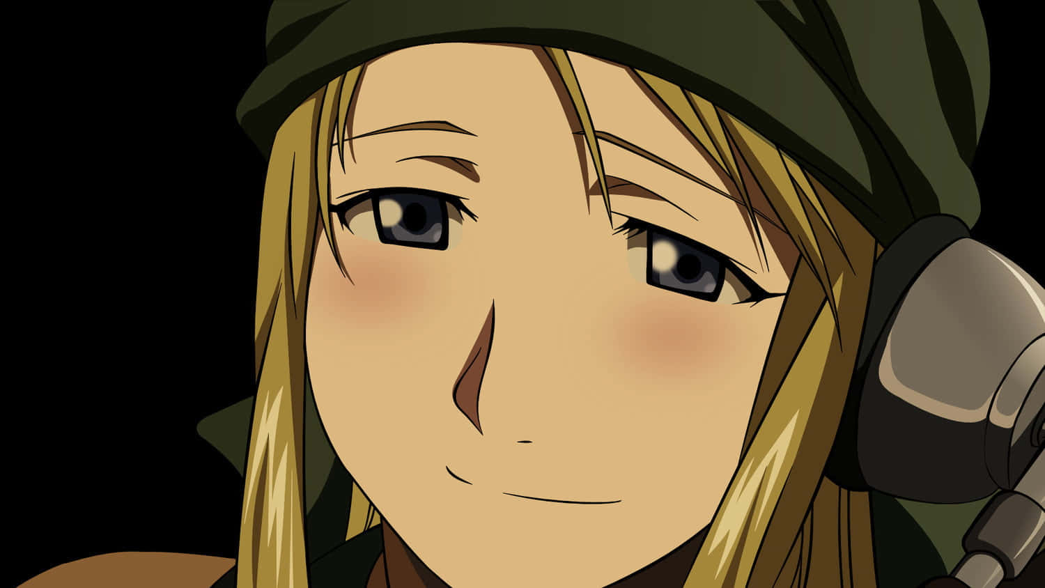 Winry Rockbell, mechanic workshop, green cap, HD Desktop Wallpaper