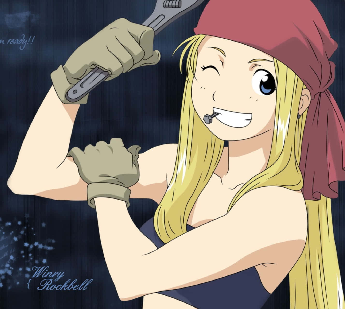 Winry Rockbell, blonde hair, red bandana, HD Desktop Wallpaper