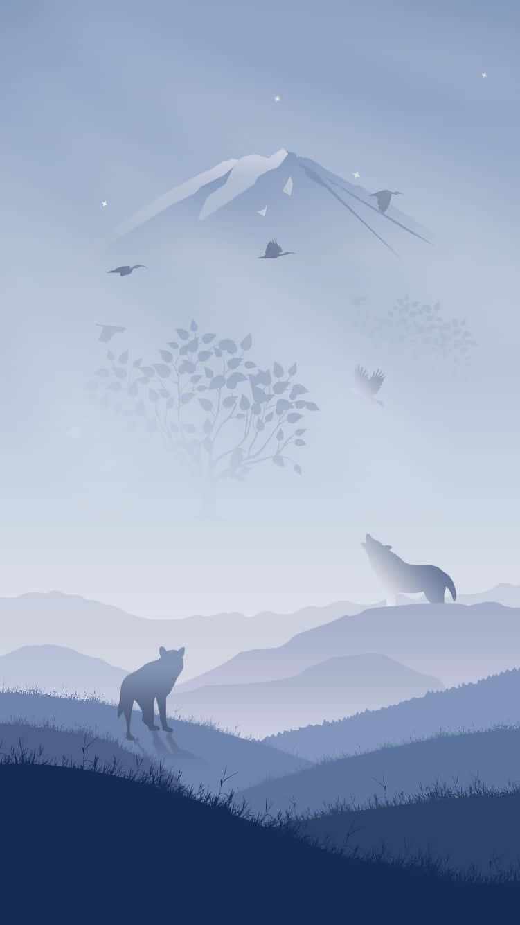 Winter Art, wolves, misty hills, HD Phone Wallpaper