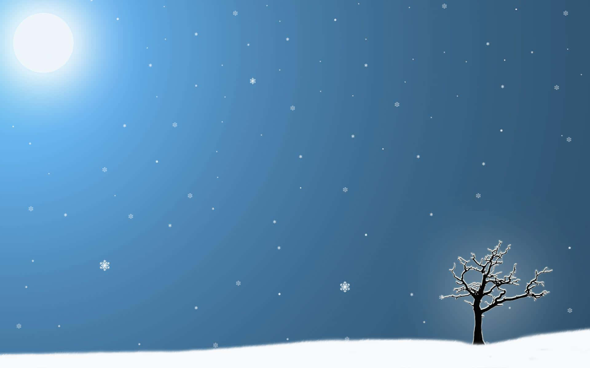 Winter Art, snow-dusted tree, vast snowy field, Full HD Desktop Wallpaper