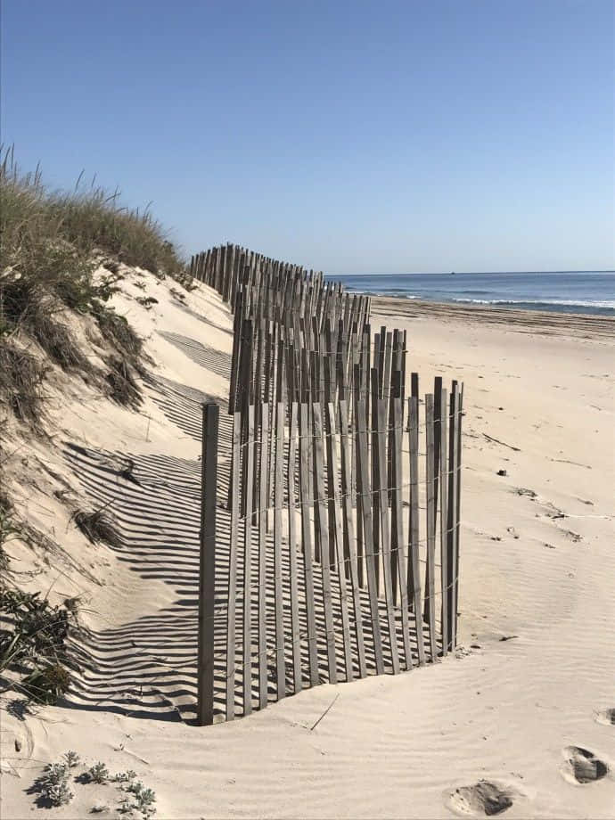 Winter Beach, wooden fence, sandy dune, SD Phone Wallpaper