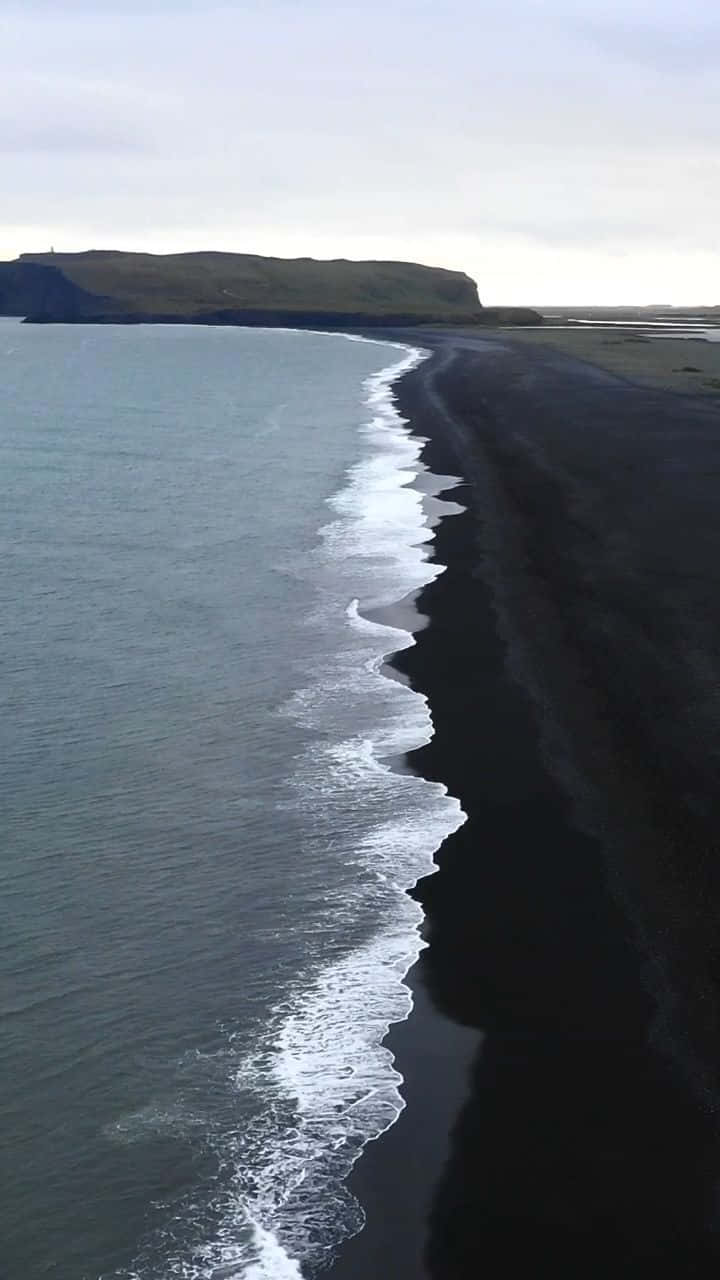 Winter Beach, black sand beach, foamy waves, HD Phone Wallpaper