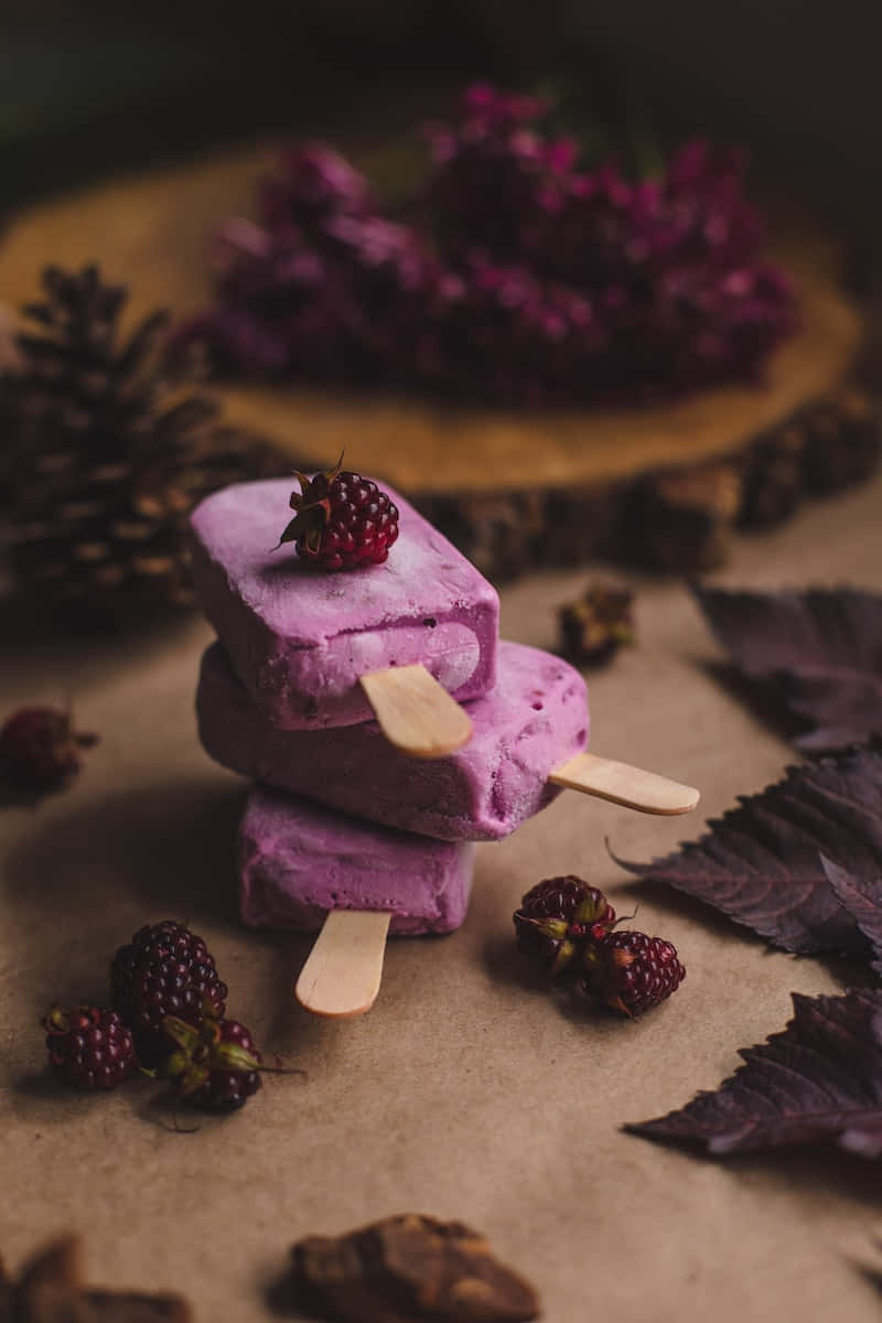 Blackberry Ice Pops, autumn vibes, purple berry popsicles, SD Phone Wallpaper