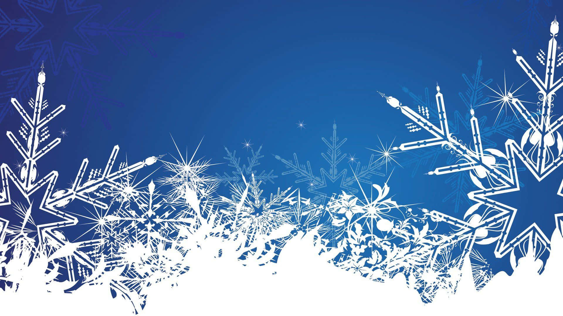 Winter Blues, snowflakes, starbursts, Full HD Desktop Wallpaper