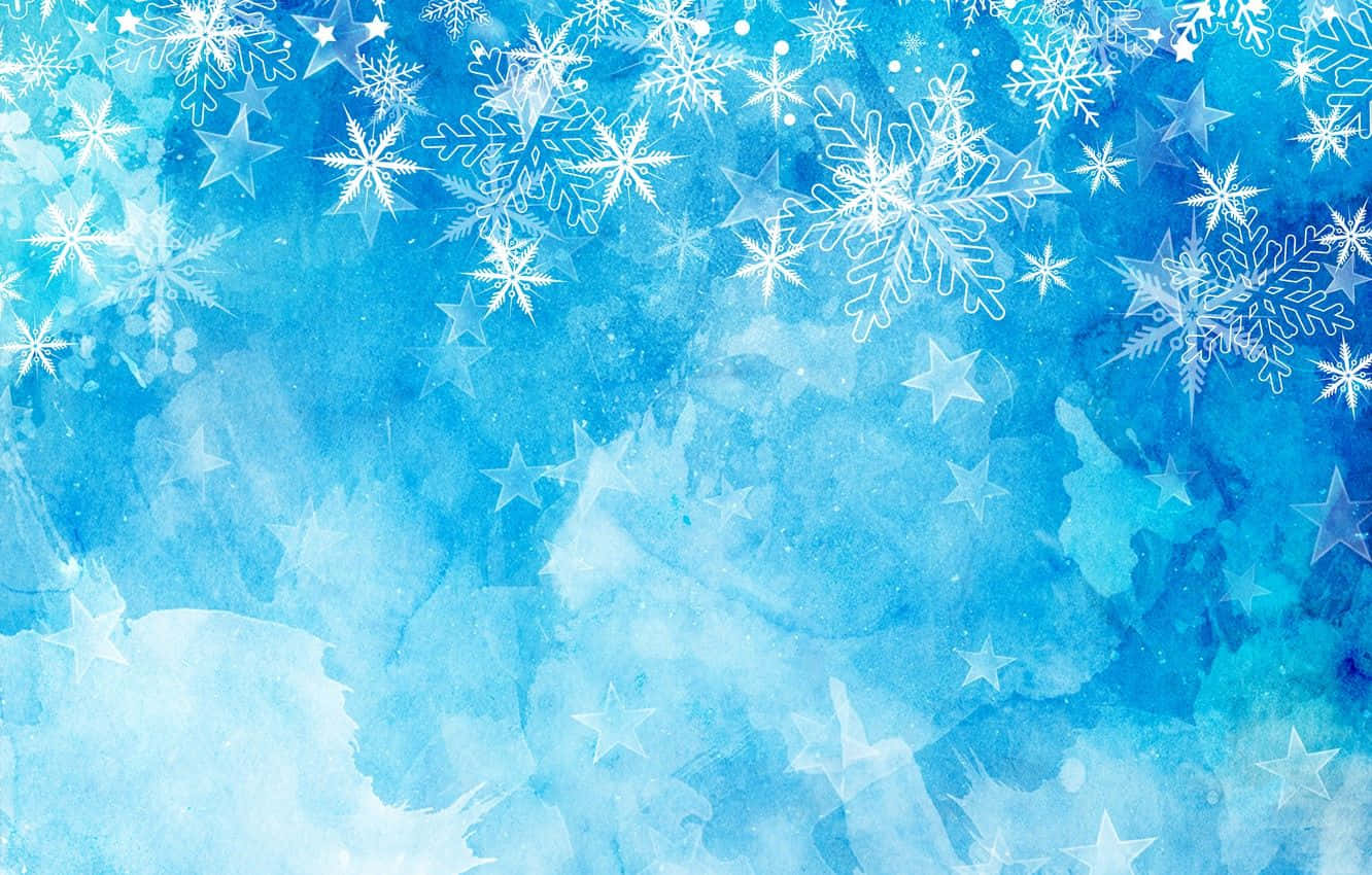 Winter Blues, watercolor blue, white snowflakes, HD Desktop Wallpaper