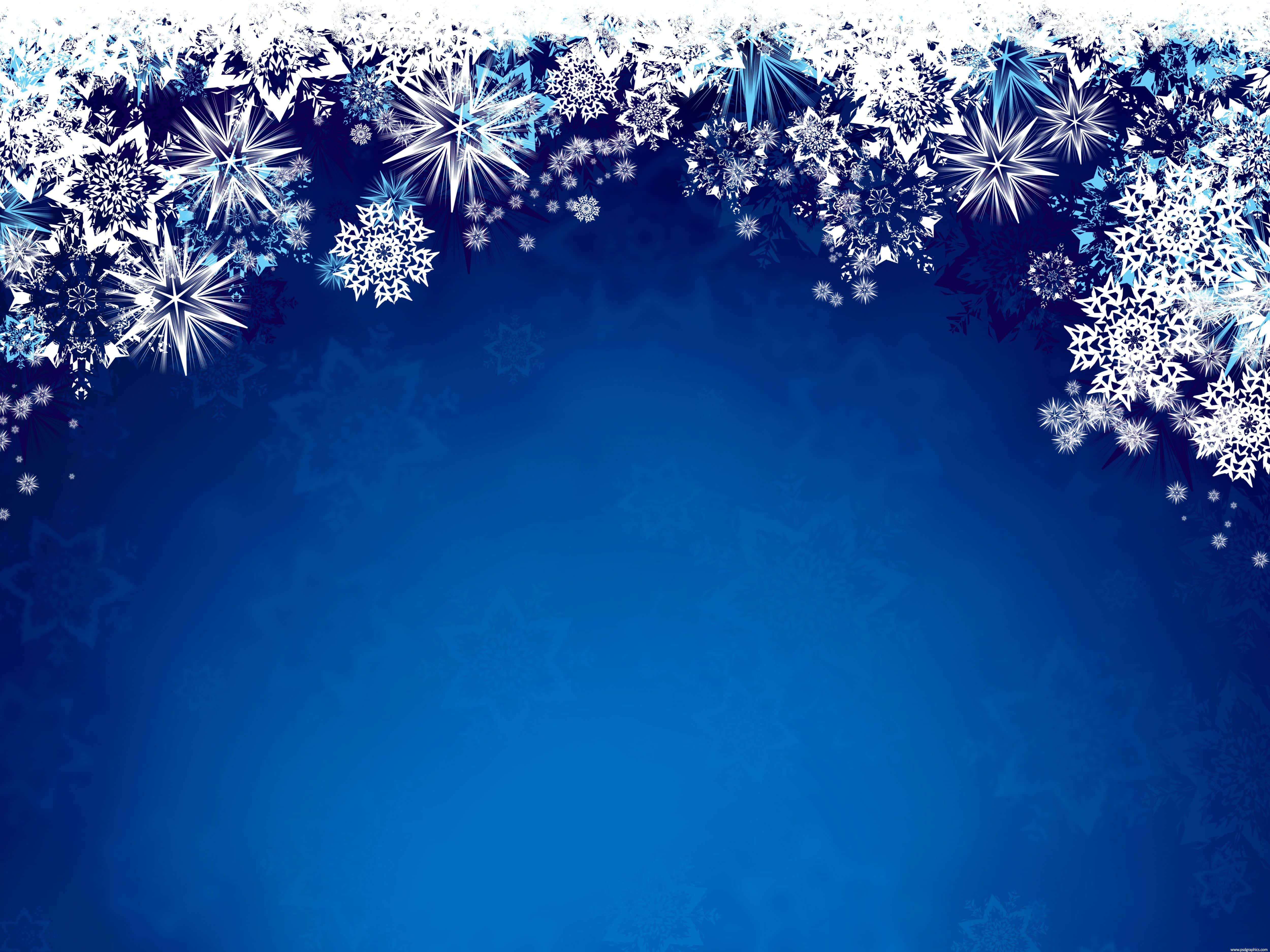Winter Blues 5000 x 3750 wallpaper, white and blue snowflakes, gradient blue background, 4K Desktop Wallpaper