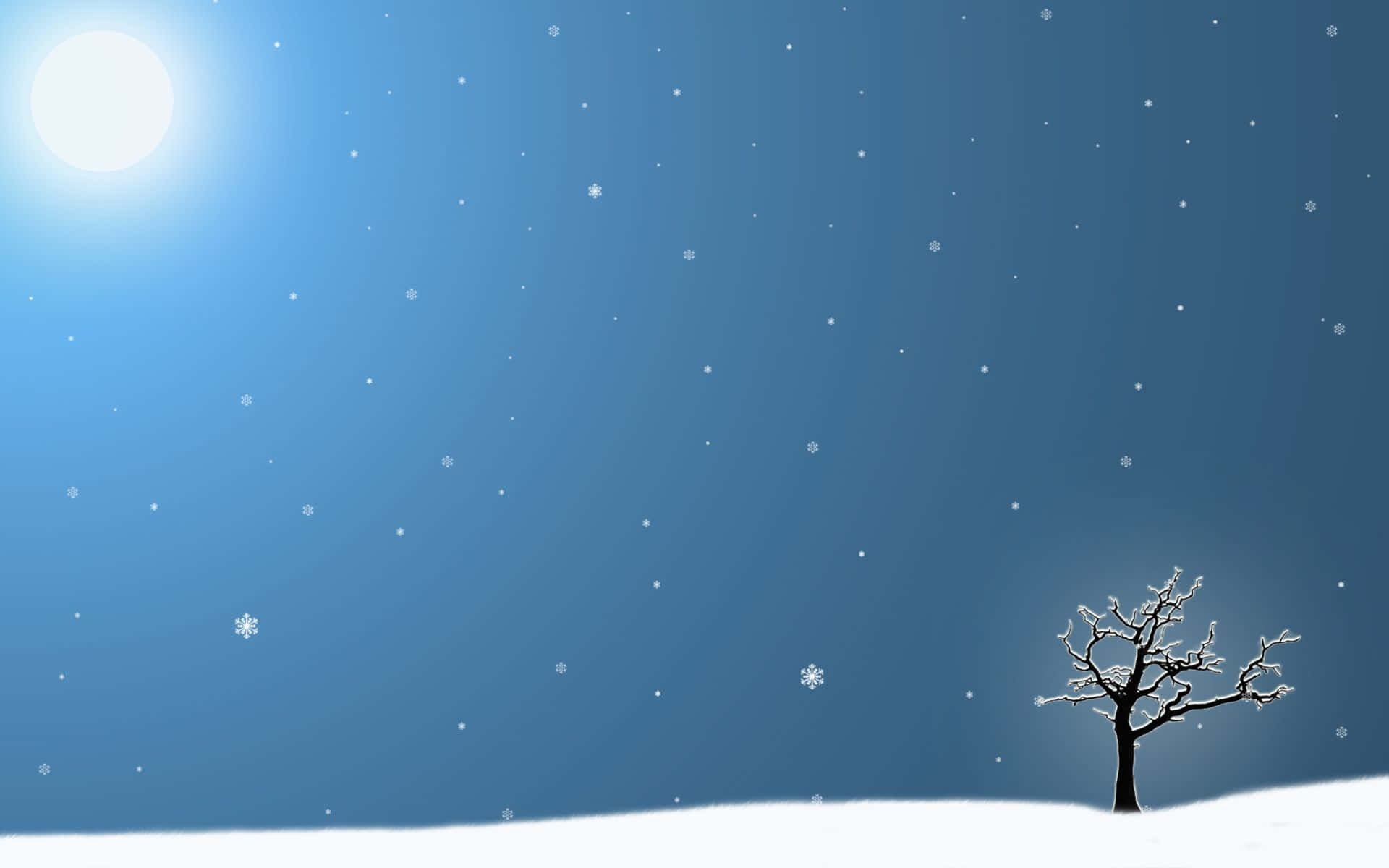 Winter Blues, snow-covered tree, vast snowy field, Full HD Desktop Wallpaper