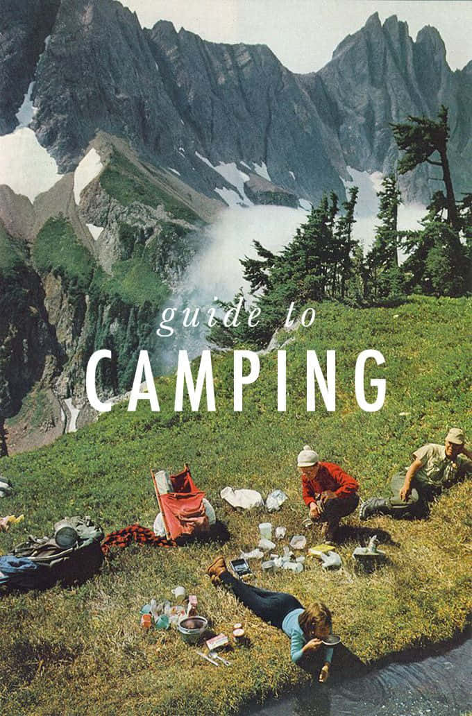 winter camping, grassy mountain slope, snow-capped peaks, SD Phone Wallpaper