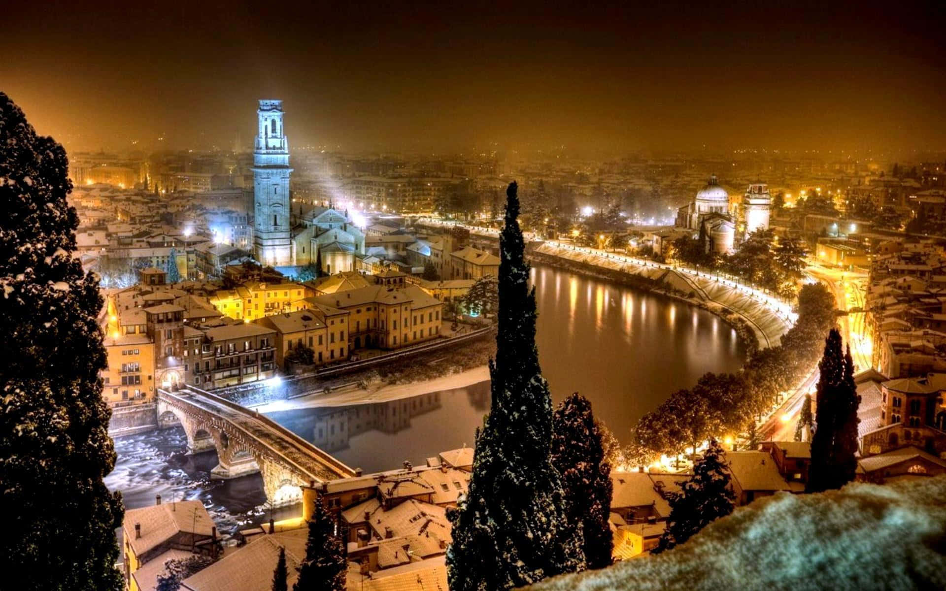 Winter Cityscape, 1920 x 1200, twilight, Full HD Desktop Wallpaper