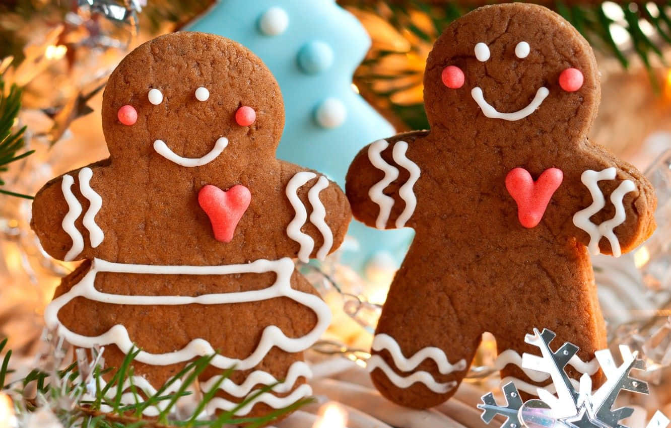 Winter Desserts, gingerbread people, white icing, HD Desktop Wallpaper