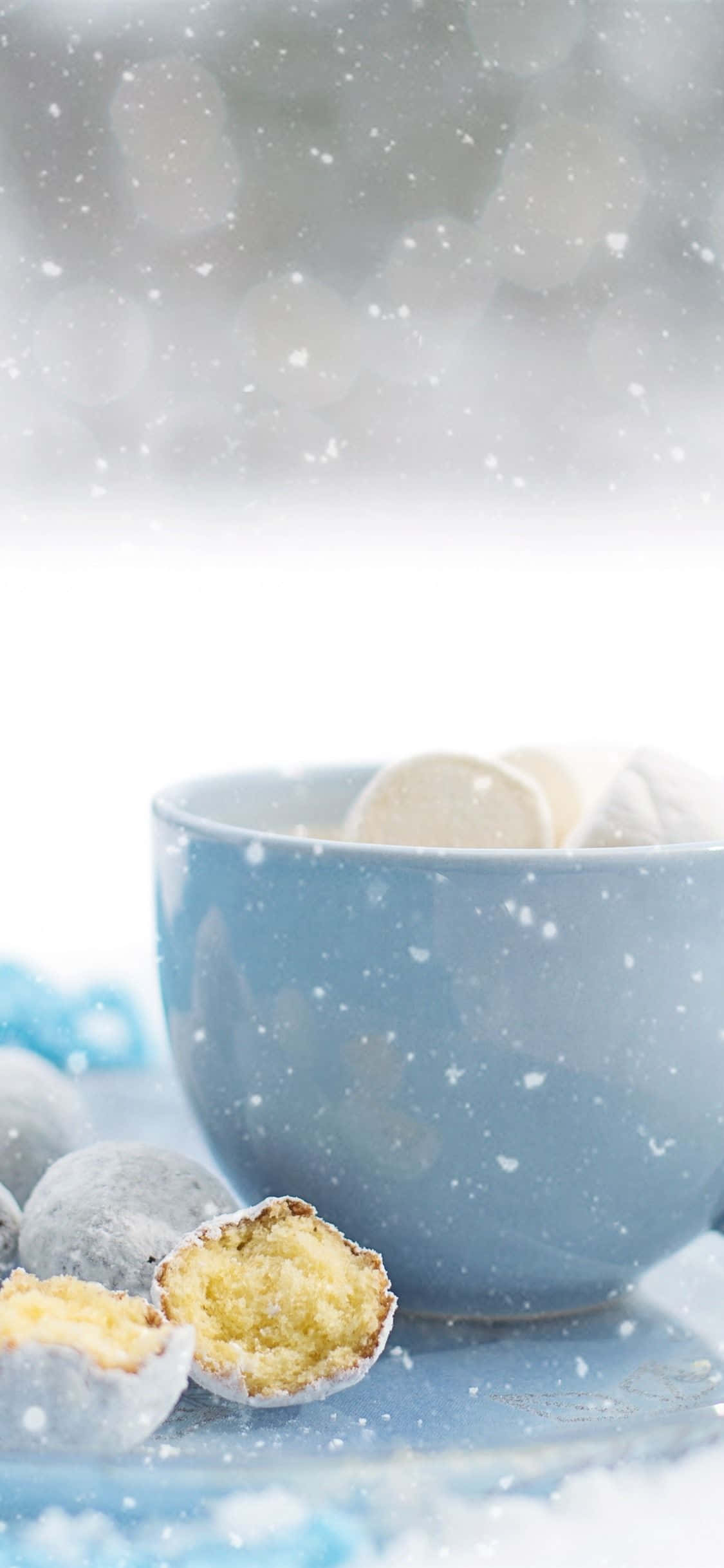 Winter Desserts, blue bowl, snowflakes, Full HD Phone Wallpaper