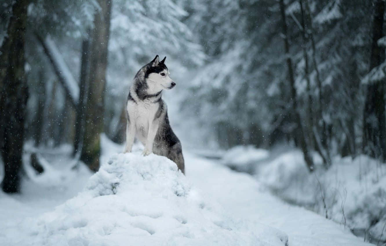 Winter Dog, husky dog, snowy mound, HD Desktop Wallpaper