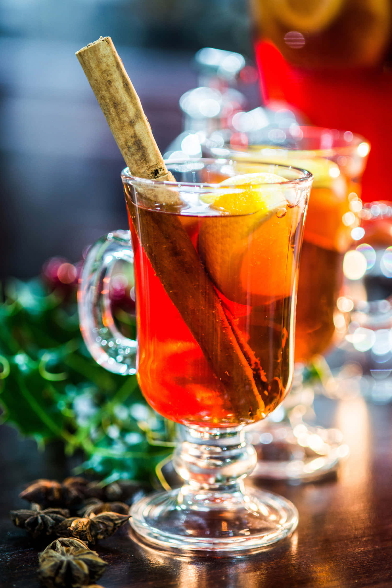 spiced mulled wine, cinnamon sticks, orange slices, Full HD Phone Wallpaper
