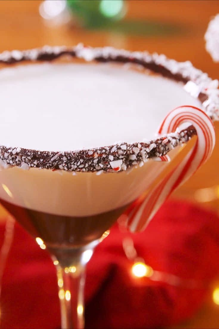 Winter Drinks, martini glass, crushed candy cane, SD Phone Wallpaper