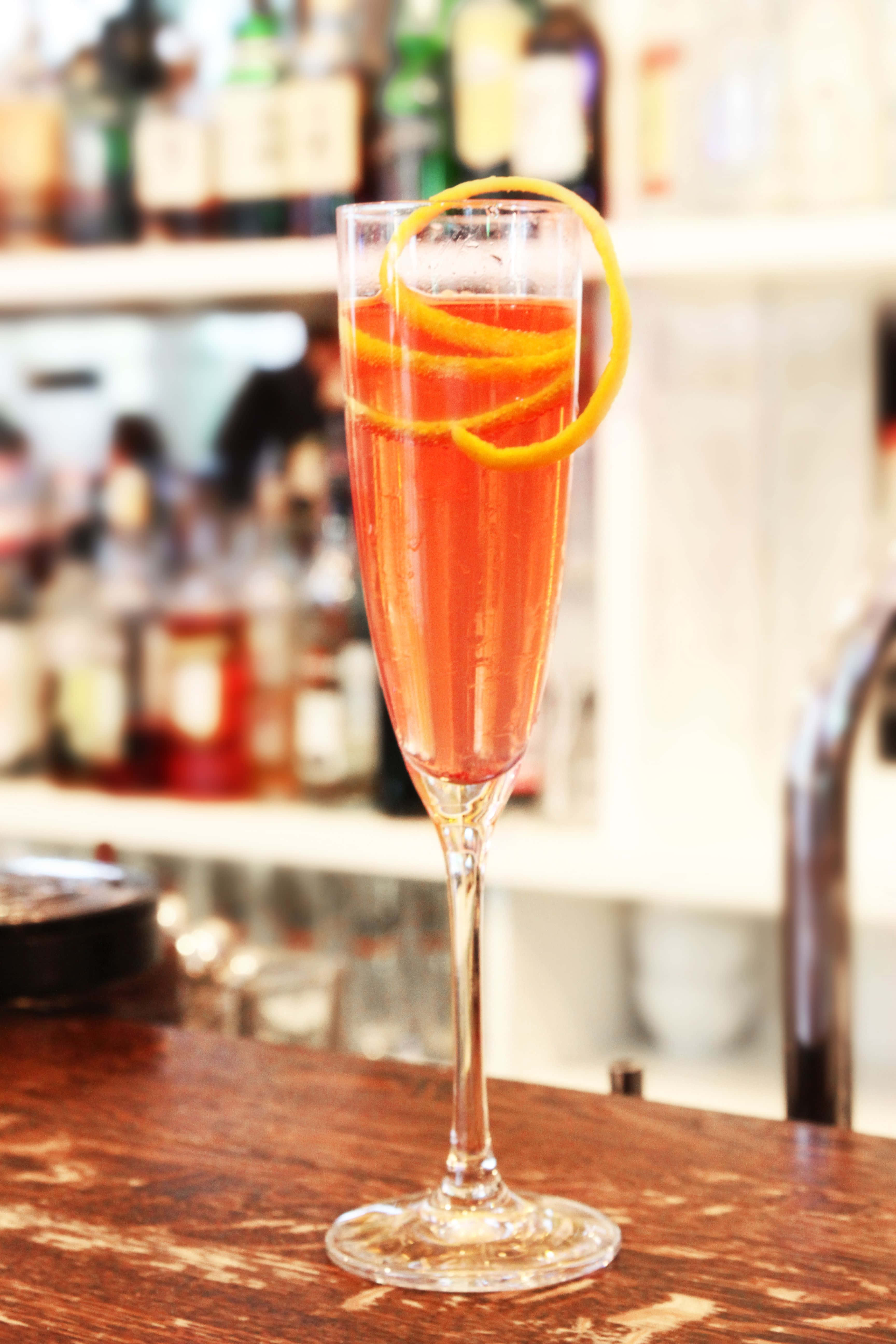Winter Drinks, flute glass, citrus twist, 5K Phone Wallpaper
