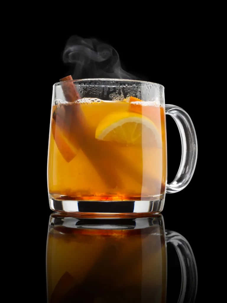 spiced cider, cinnamon stick, lemon slice, SD Phone Wallpaper