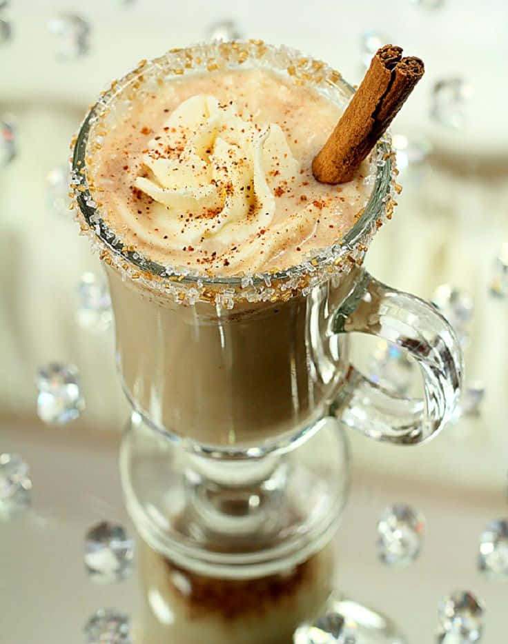 spiced drink, whipped cream, cinnamon stick, SD Phone Wallpaper