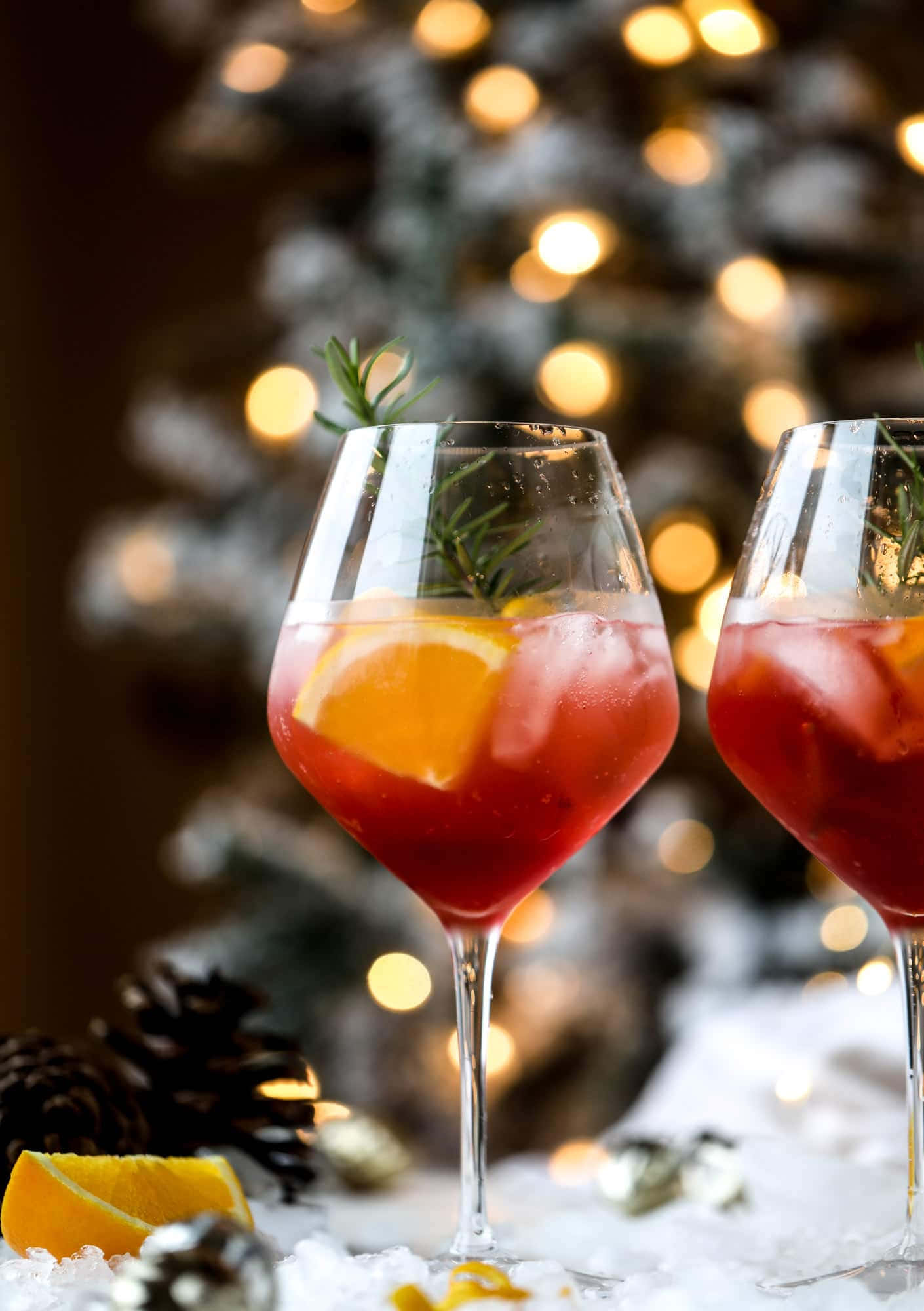 Winter Drinks, red cocktails, orange slices, Full HD Phone Wallpaper
