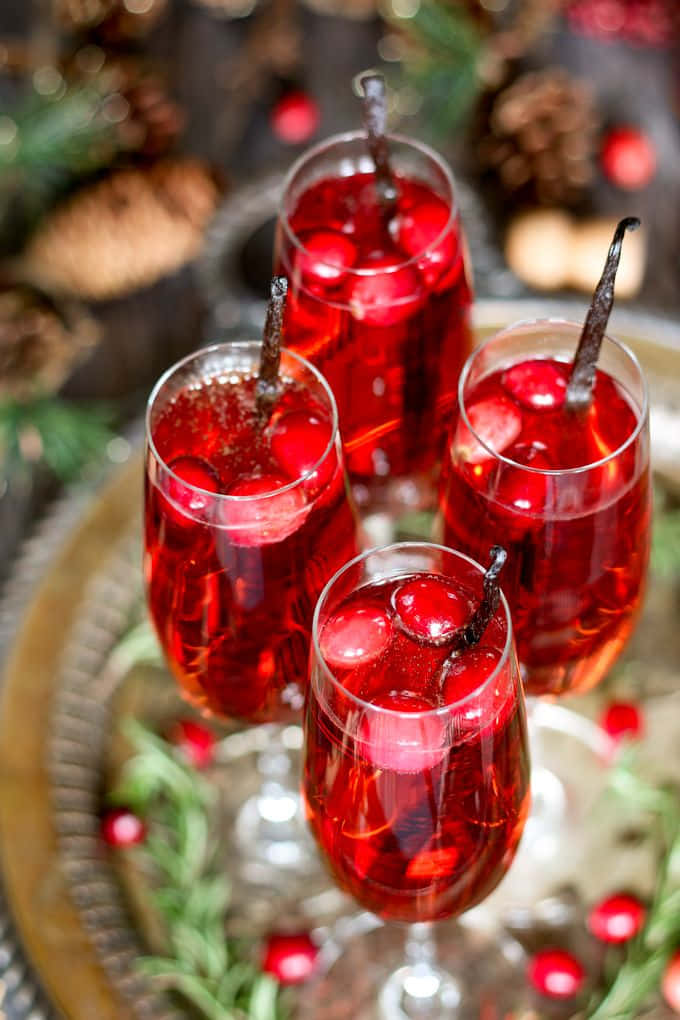 Winter Drinks, cherry punch, vanilla beans, SD Phone Wallpaper