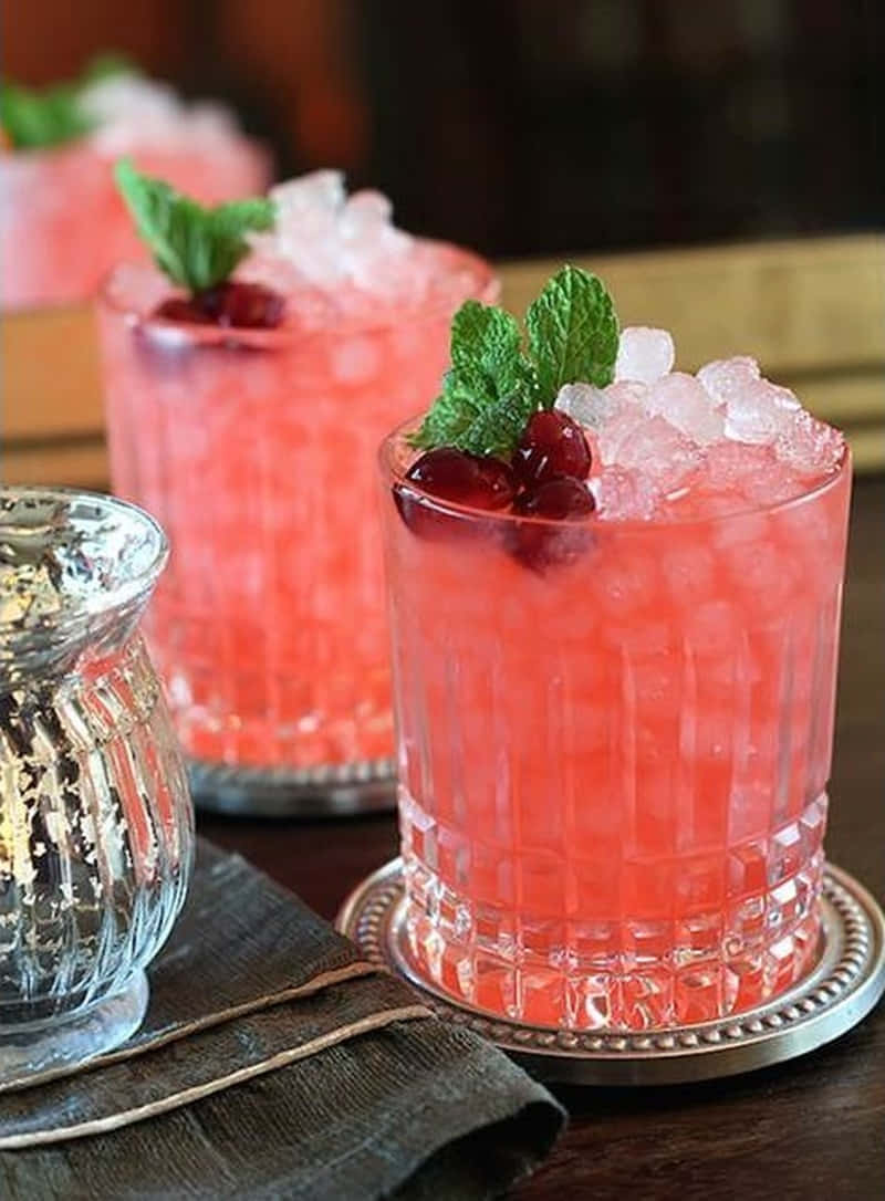 Winter Drinks, pink cocktails, cranberries, SD Phone Wallpaper