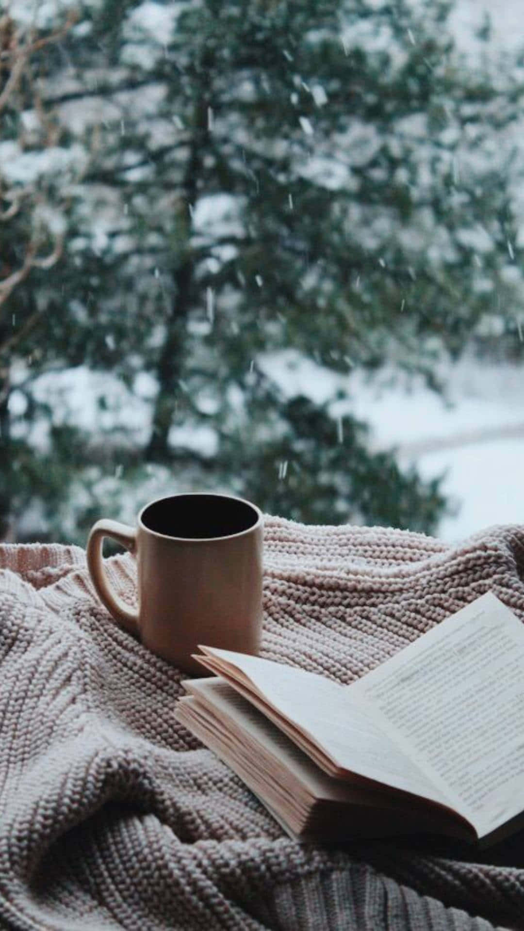 beige mug, open book, knitted blanket, Full HD Phone Wallpaper