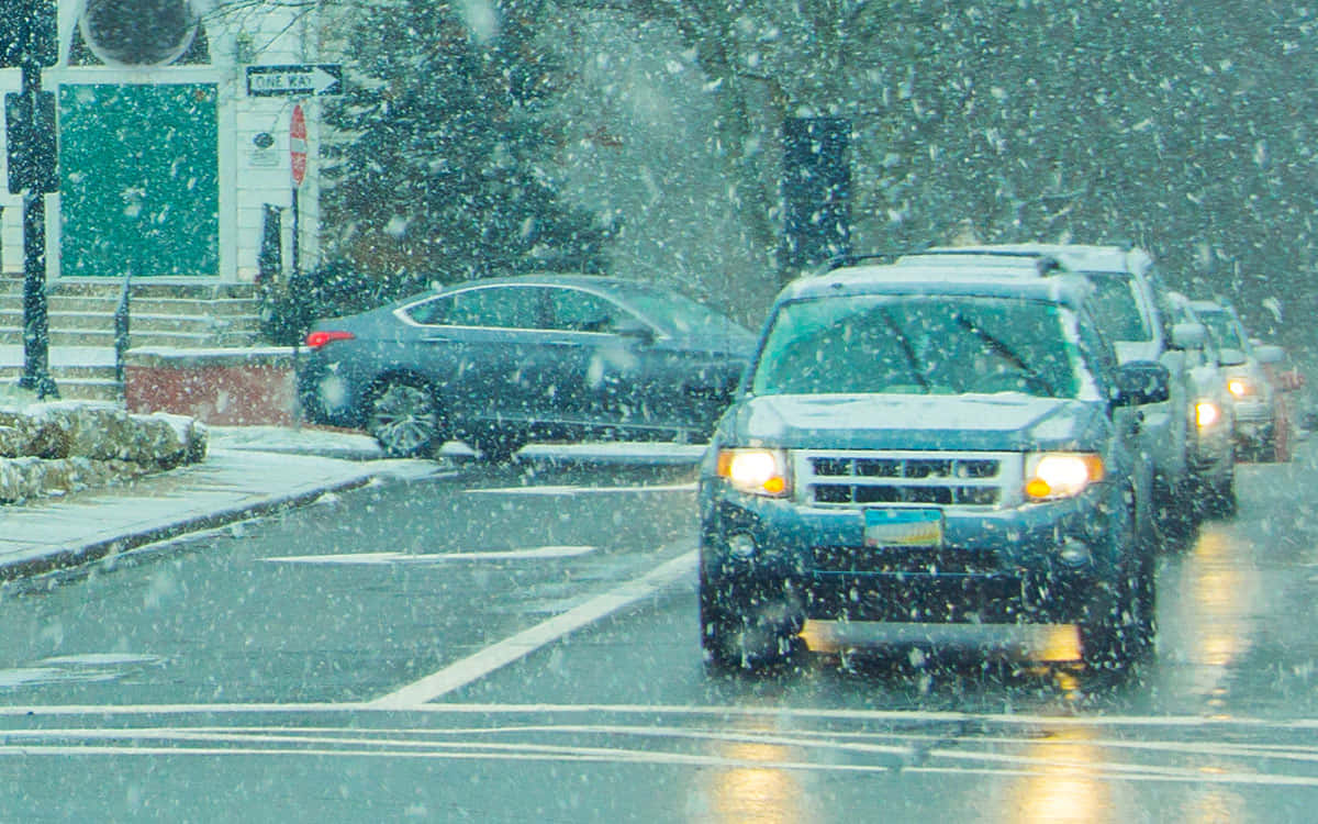 Winter Driving, snowy conditions, snowflakes, SD Desktop Wallpaper