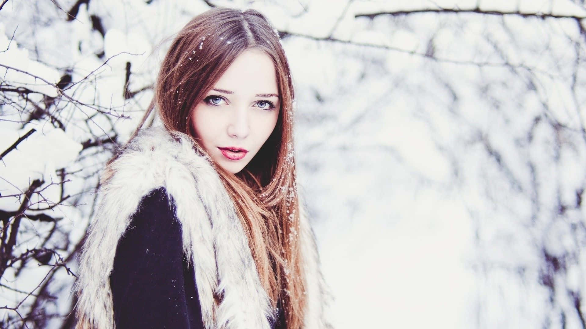 winter fashion, snowy winter forest, snowflakes, Full HD Desktop Wallpaper