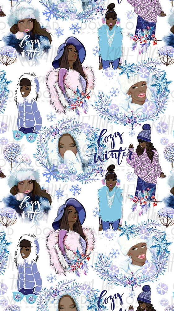 winter fashion, Cozy Winter, snowflakes, SD Phone Wallpaper