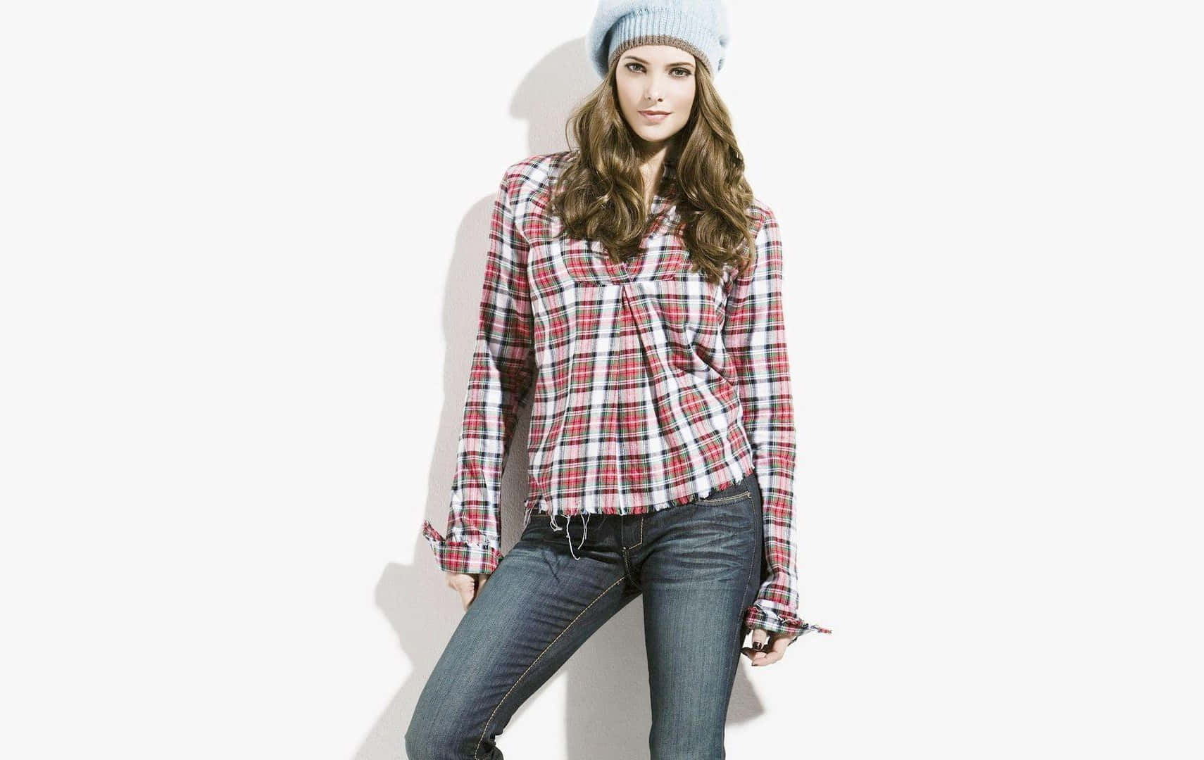 red white and black plaid shirt, blue jeans, light blue beanie, HD Desktop Wallpaper