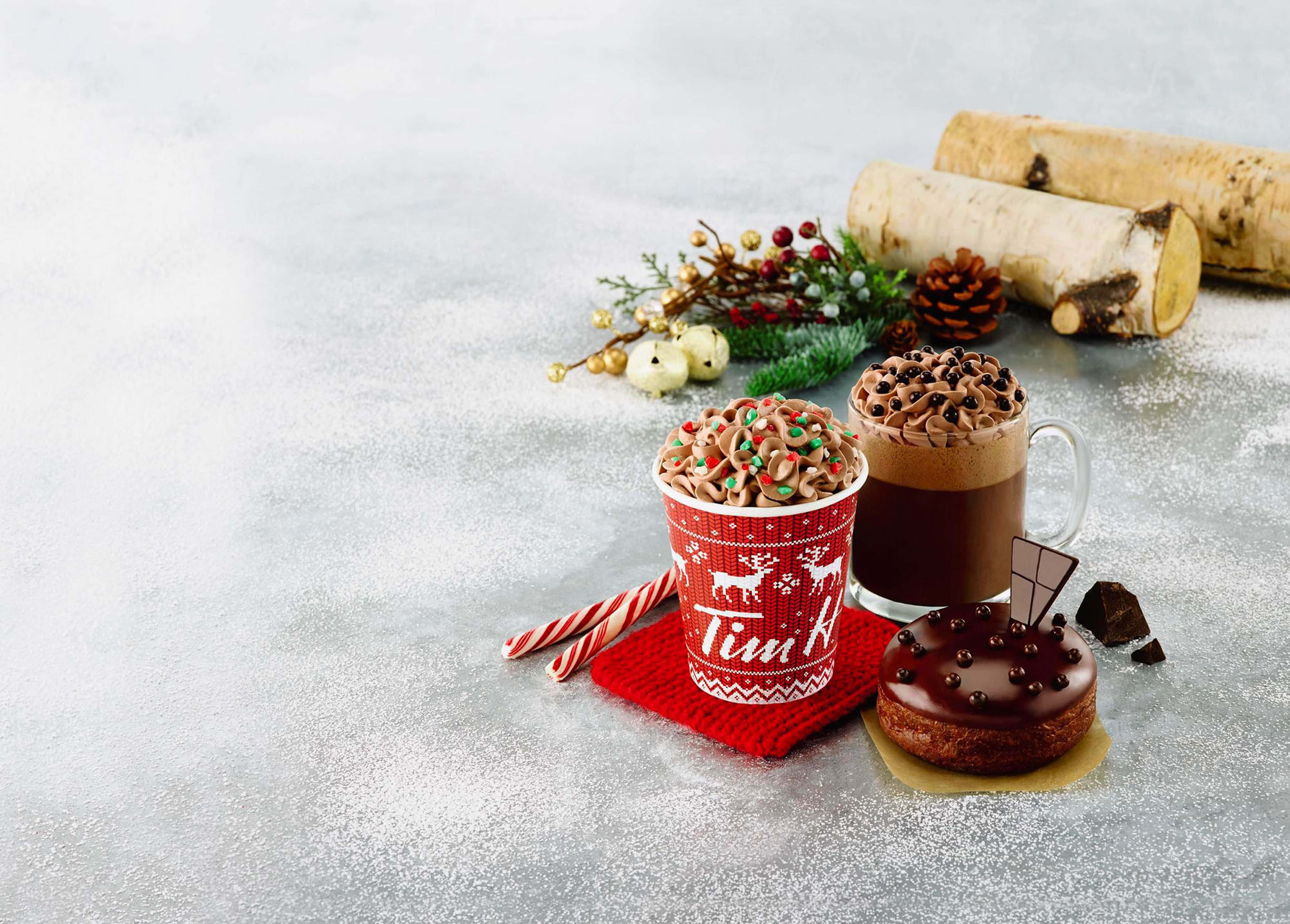 Winter Food, hot chocolate, chocolate donut, 4K Desktop Wallpaper