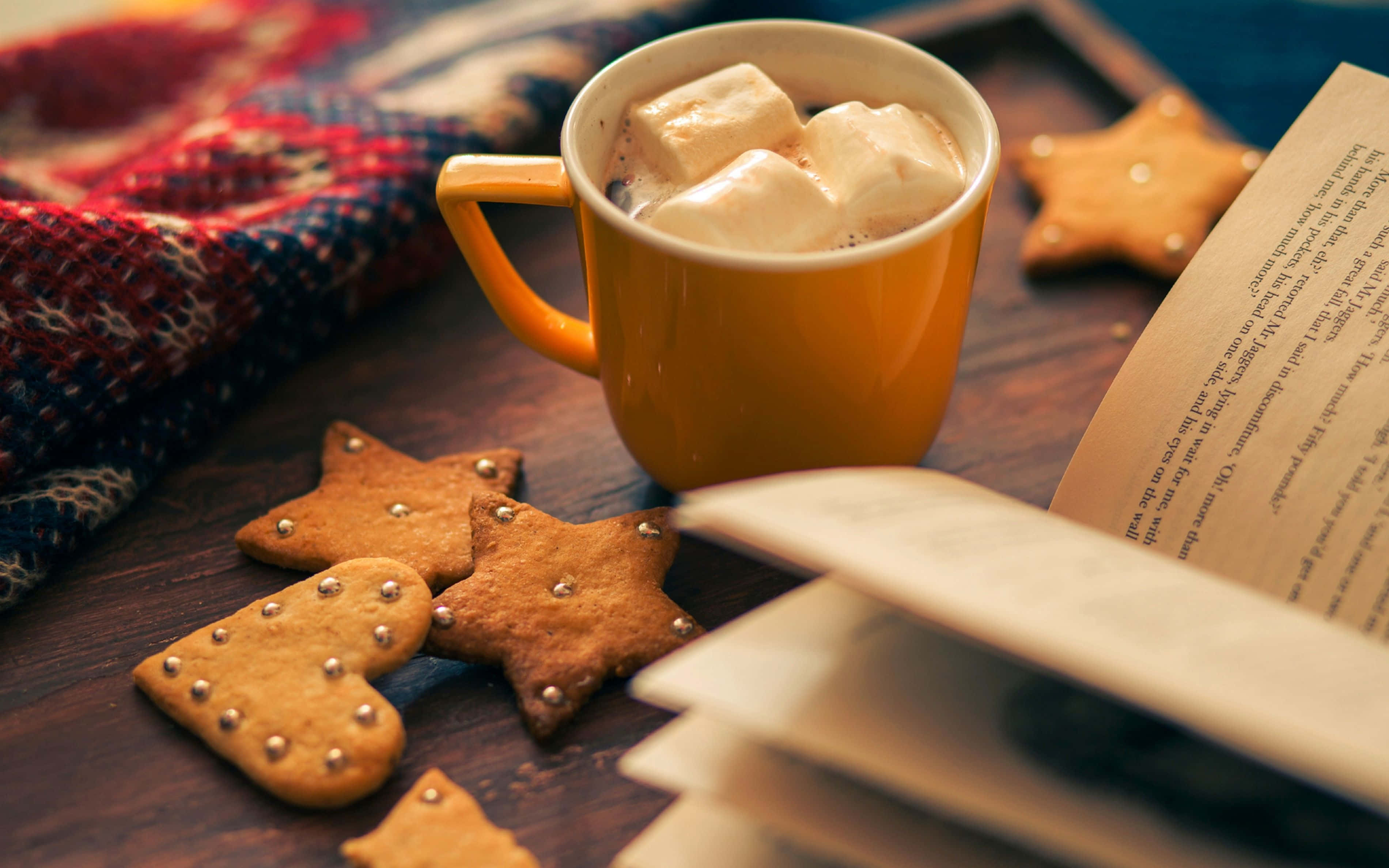 Winter Food, hot cocoa, marshmallows, 2K Desktop Wallpaper