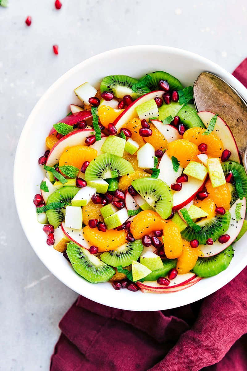 winter fruits, white bowl, kiwi, SD Phone Wallpaper