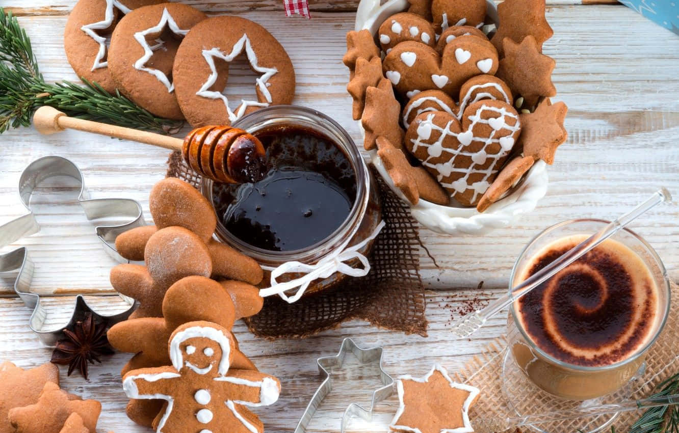 gingerbread cookies, stars, hearts, HD Desktop Wallpaper