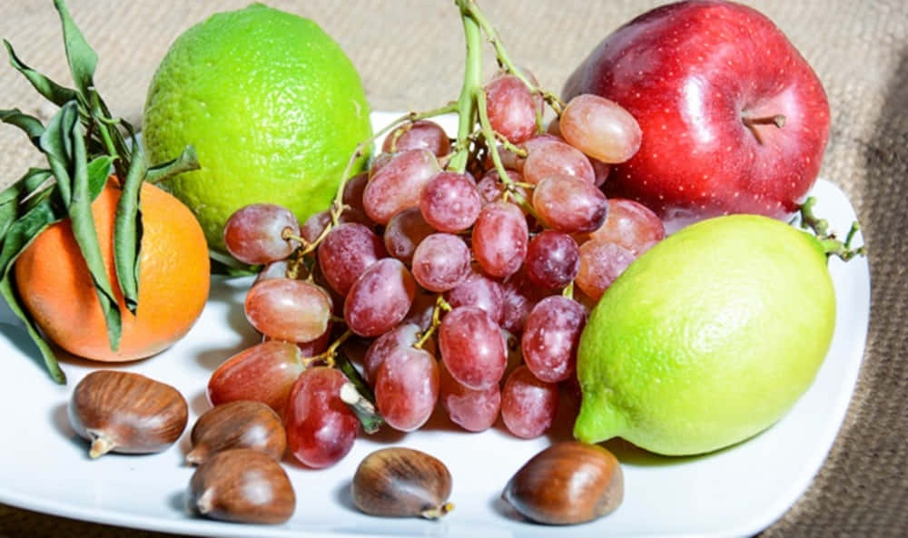 winter fruits, grapes, apples, SD Desktop Wallpaper