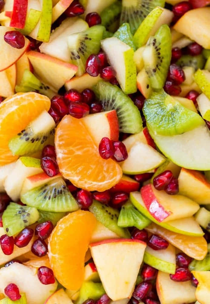 Winter Fruit Medley, kiwi, apple, SD Phone Wallpaper