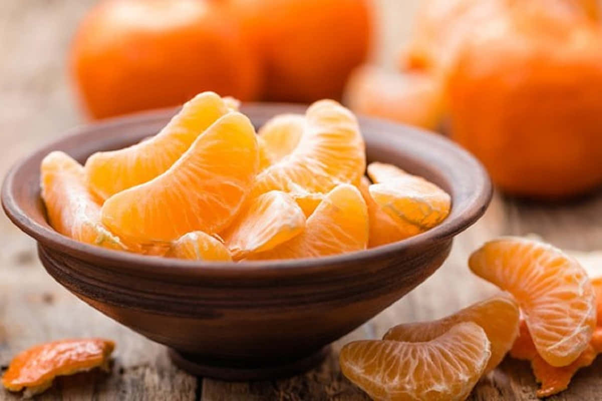 Winter Fruits, mandarin orange, rustic bowl, SD Desktop Wallpaper