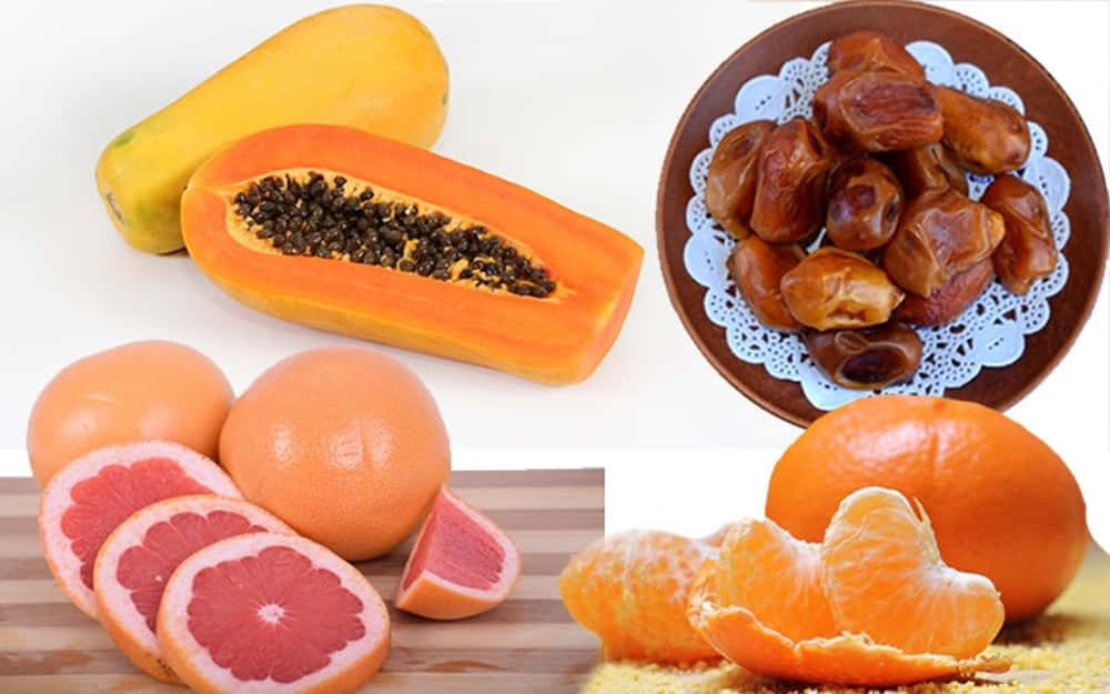 Winter Fruits, papaya, dates, SD Desktop Wallpaper