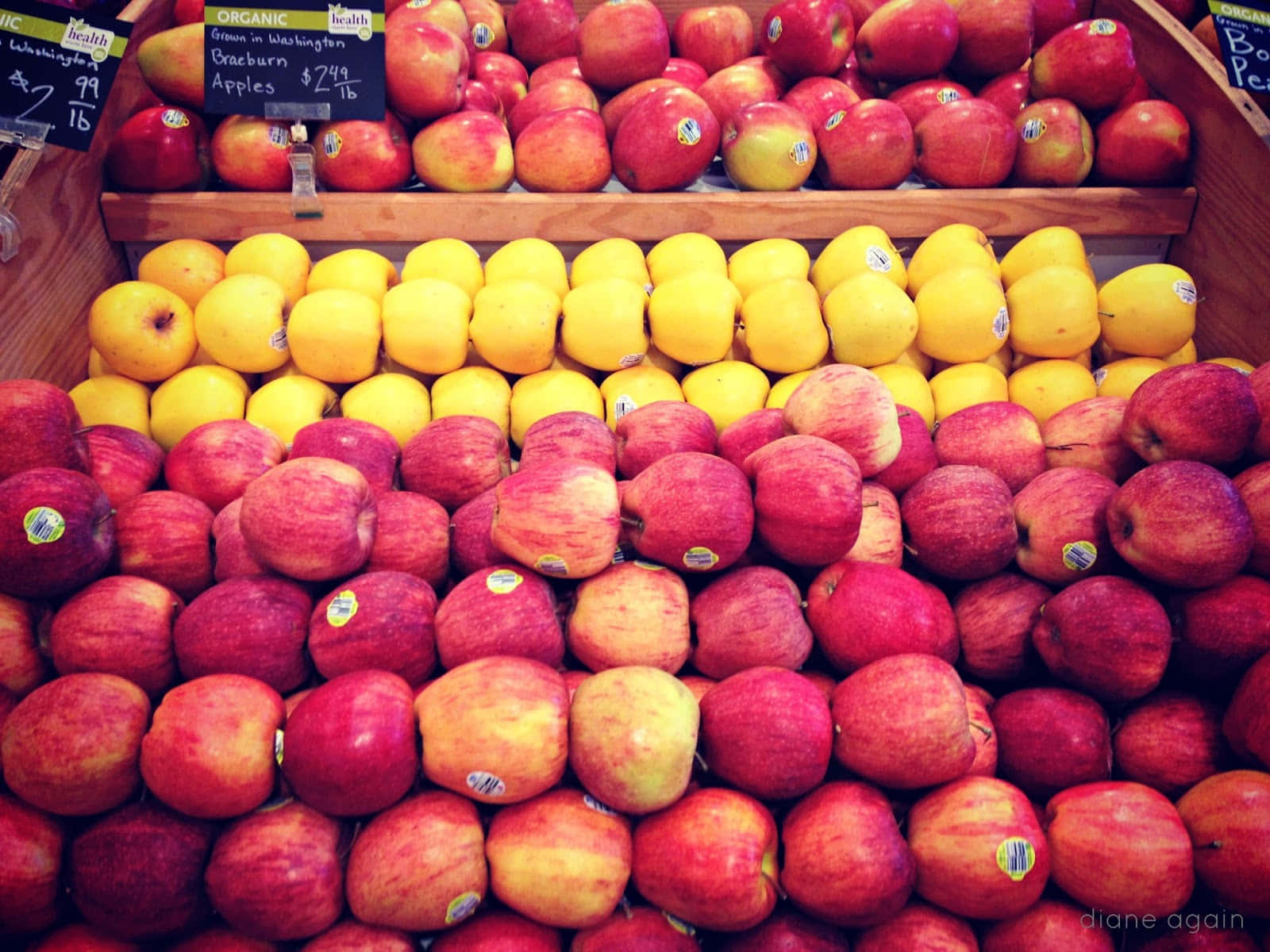 winter fruits, red apples, yellow apples, HD Desktop Wallpaper