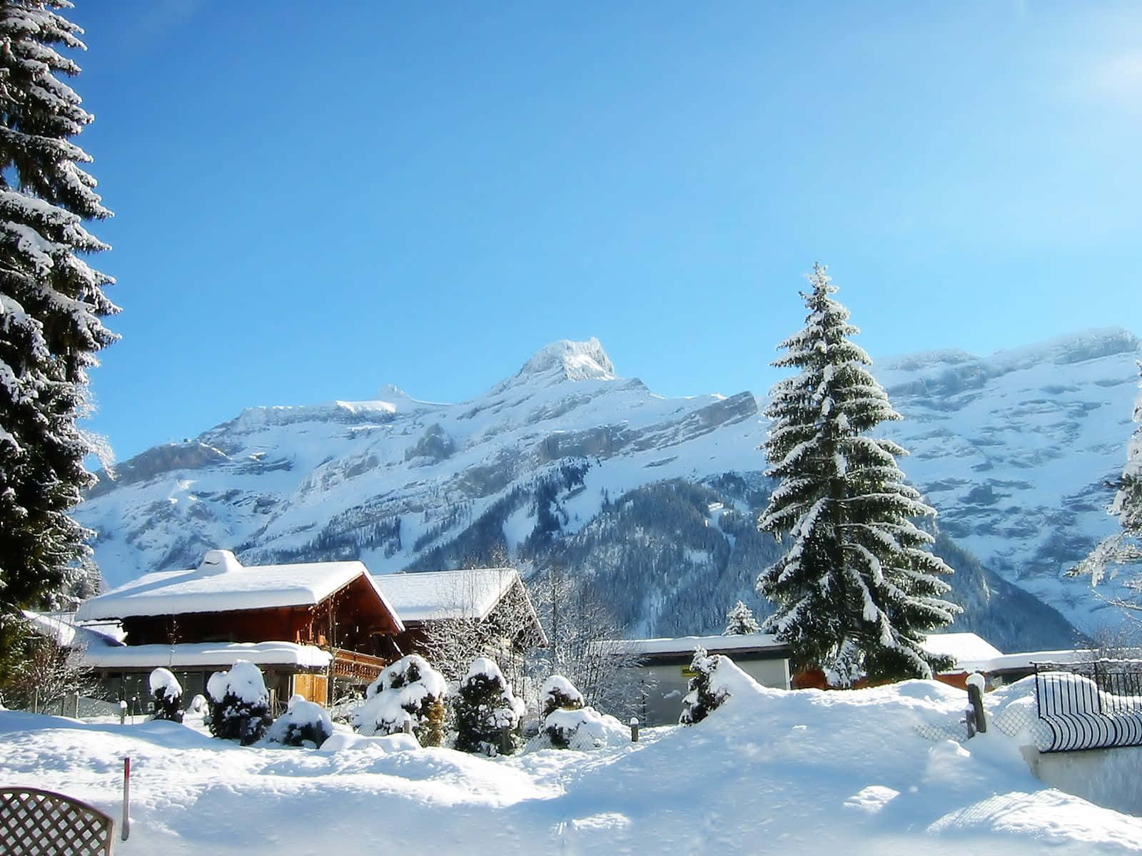 Winter Holiday, alpine village, snow, HD Desktop Wallpaper