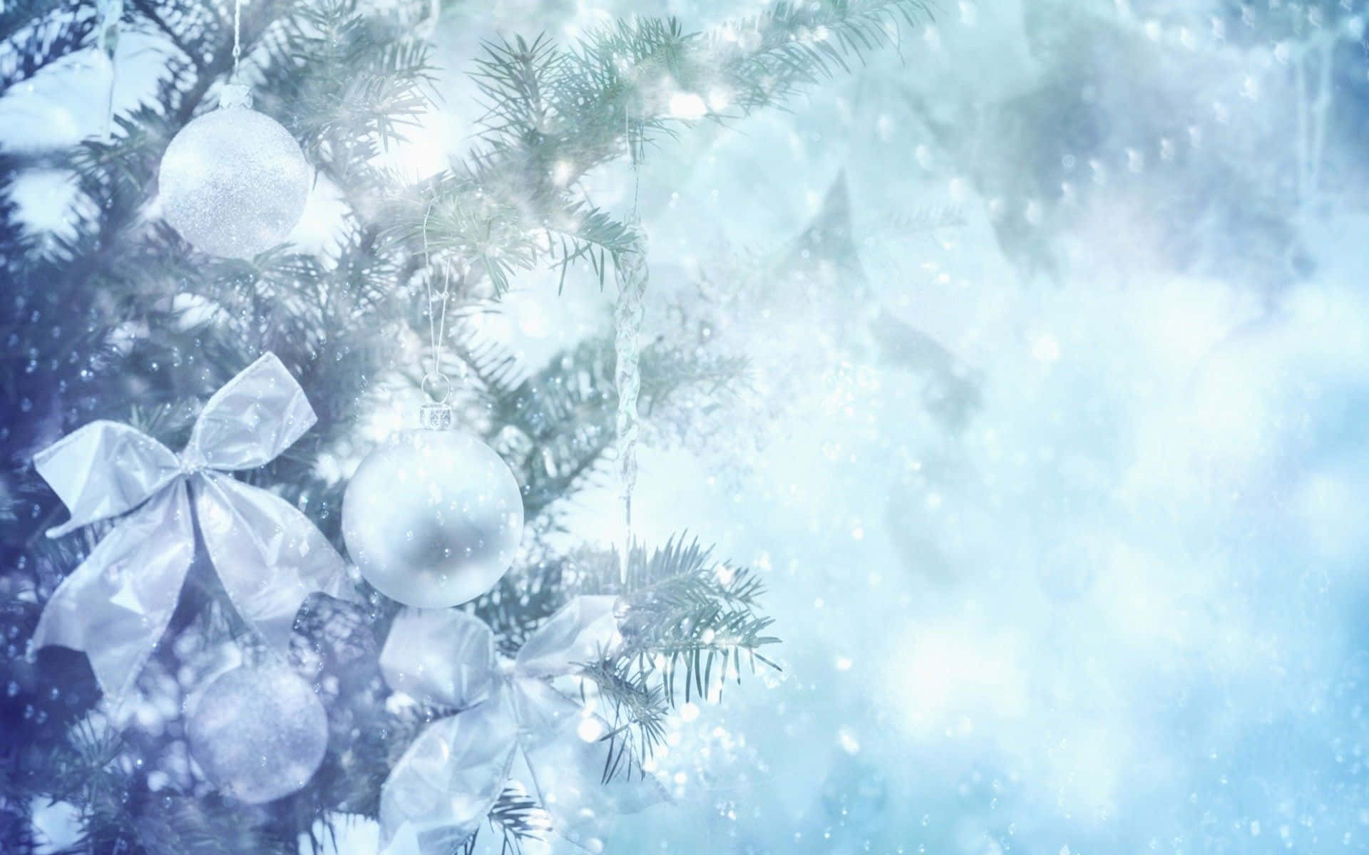 Winter Holiday, snowy landscape, sparkling Christmas trees, Full HD Desktop Wallpaper